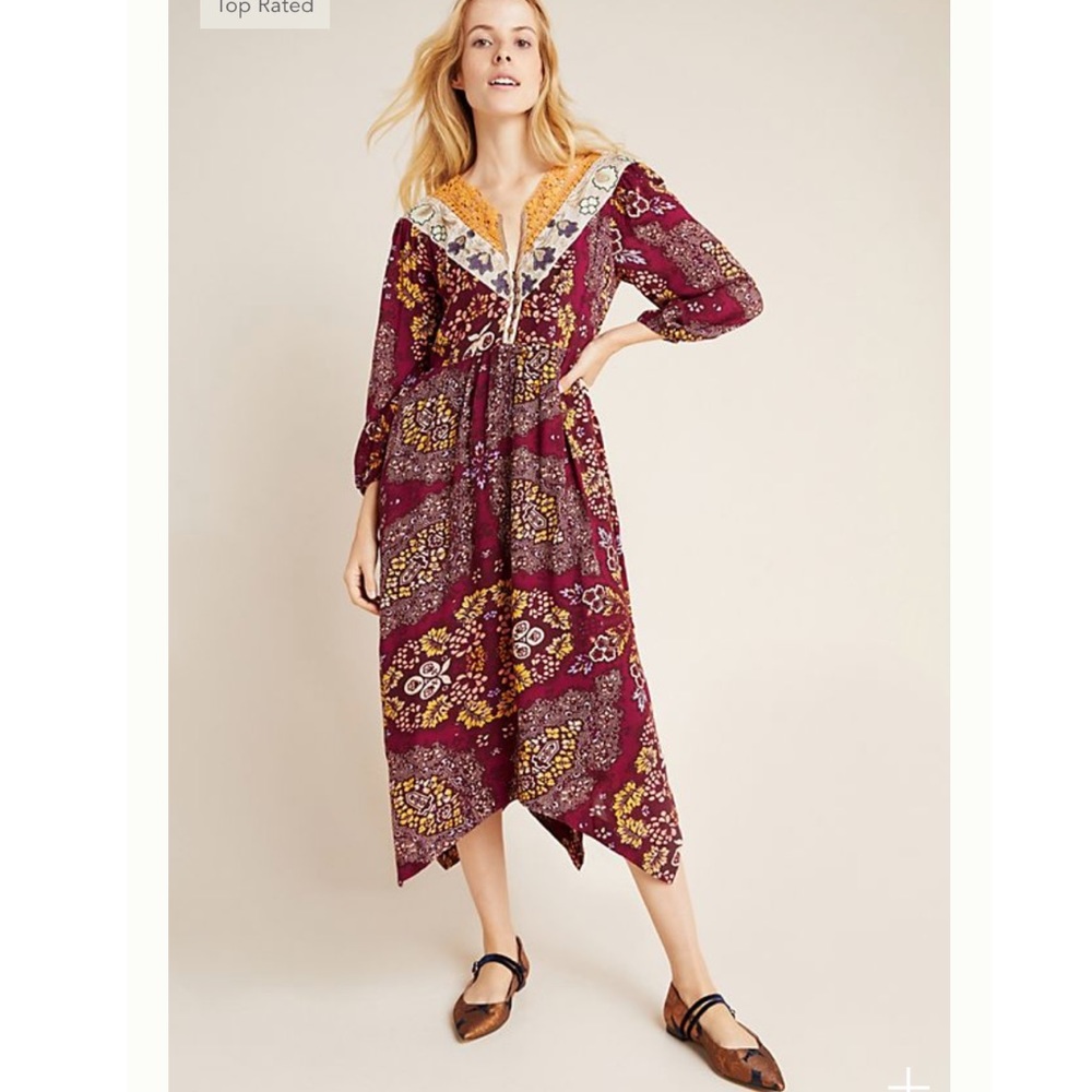 NWT Anthropologie Meredith Embroidered Maxi Dress